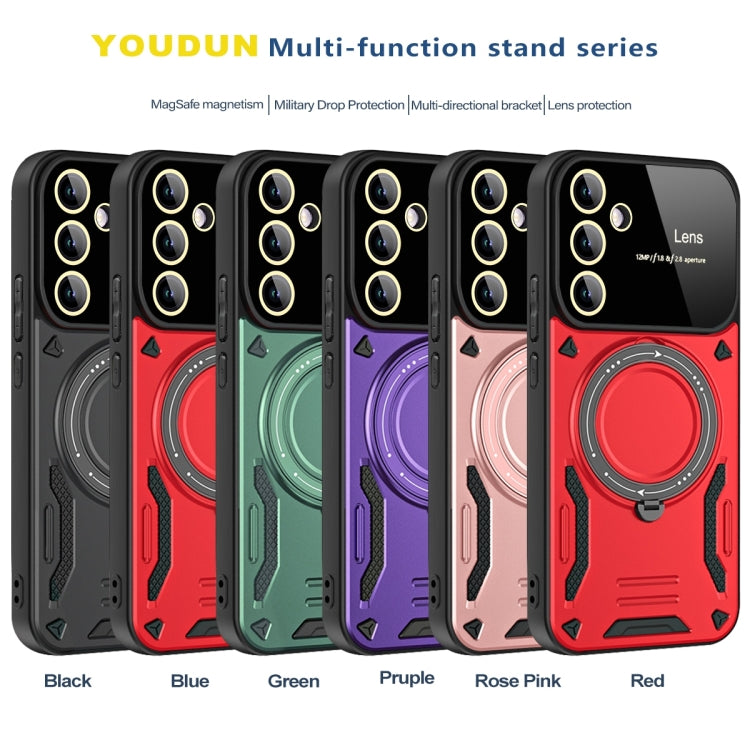 For Samsung Galaxy A34 5G Large Window MagSafe Holder Phone Case(Rose Gold) - Galaxy Phone Cases by PMC TechLife | Online Shopping South Africa | PMC TechLife