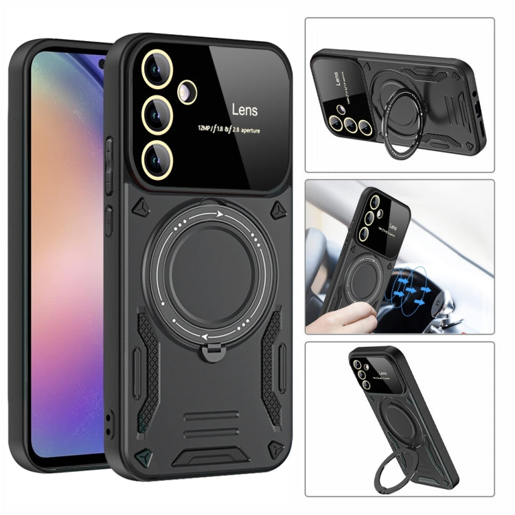 For Samsung Galaxy A54 5G Large Window MagSafe Holder Phone Case(Rose Gold) - Galaxy Phone Cases by PMC TechLife | Online Shopping South Africa | PMC TechLife