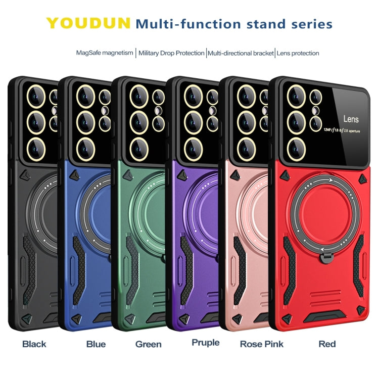 For Samsung Galaxy S23 Ultra 5G Large Window MagSafe Holder Phone Case(Green) - Galaxy S23 Ultra 5G Cases by PMC TechLife | Online Shopping South Africa | PMC TechLife