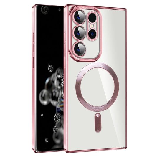 For Samsung Galaxy S20 Ultra CD Texture Plating TPU MagSafe Phone Case with Lens Film(Pink) - Galaxy Phone Cases by PMC Jewellery | Online Shopping South Africa | PMC Jewellery