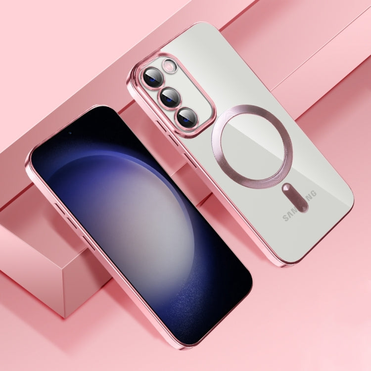 For Samsung Galaxy S21 5G CD Texture Plating TPU MagSafe Phone Case with Lens Film(Pink) - Galaxy S21 5G Cases by PMC TechLife | Online Shopping South Africa | PMC TechLife