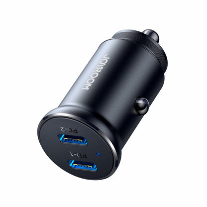 JOYROOM JR-CCN06 30W Dual PD Type-C Mini Metal Car Charger(Black) - Car Charger by JOYROOM | Online Shopping South Africa | PMC Jewellery