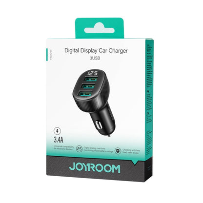 JOYROOM JR-CCD03 3.4A 3 x USB Ports Digital Display Car Charger(Black) - Car Charger by JOYROOM | Online Shopping South Africa | PMC Jewellery
