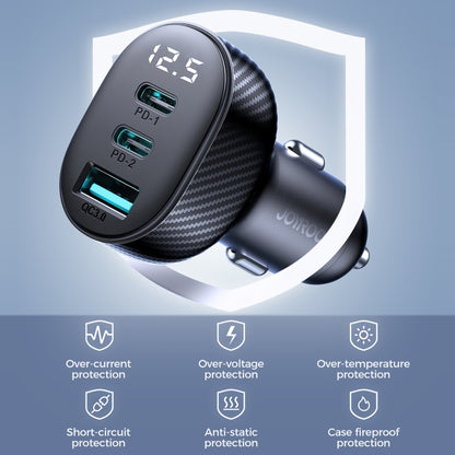 JOYROOM JR-CCD04 30W Dual PD + QC3.0 Ports Digital Display Car Charger(Black) - Car Charger by JOYROOM | Online Shopping South Africa | PMC Jewellery