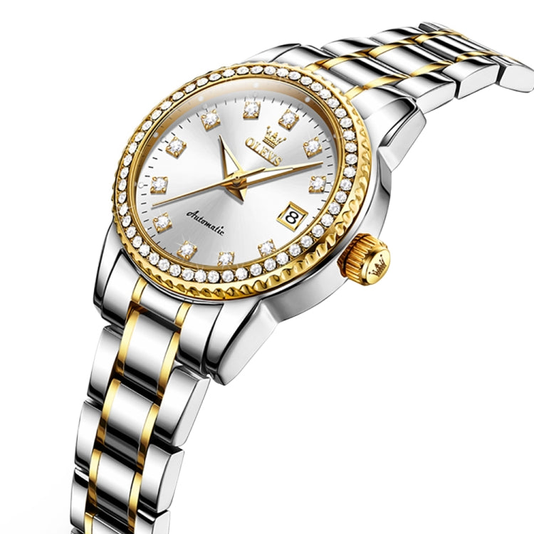 OLEVS 7003 Women Multifunctional Waterproof Mechanical Watch(Gold + White) - Metal Strap Watches by OLEVS | Online Shopping South Africa | PMC Jewellery