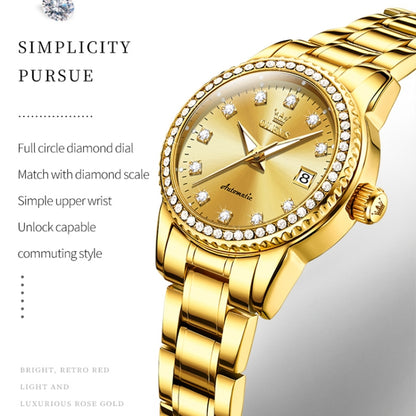 OLEVS 7003 Women Multifunctional Waterproof Mechanical Watch(Gold) - Metal Strap Watches by OLEVS | Online Shopping South Africa | PMC Jewellery