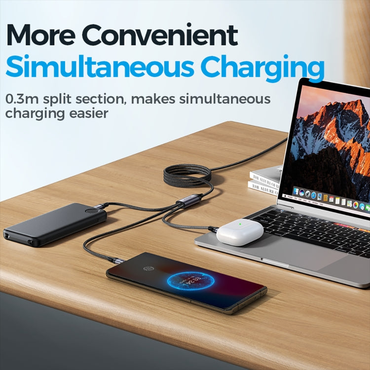 JOYROOM A21 100W USB to 8 Pin+Type-C+Micro USB 3 in 1 Charging Cable, Length: 1.2m(Black) - Multifunction Cable by JOYROOM | Online Shopping South Africa | PMC TechLife | Buy Now Pay Later Mobicred