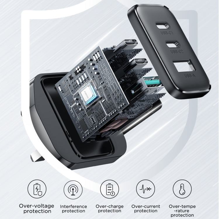 JOYRO0M JR-TCF10 32W Dual USB-C/Type-C+USB Fast Charger, Plug:UK Plug(Black) - USB Charger by JOYROOM | Online Shopping South Africa | PMC TechLife