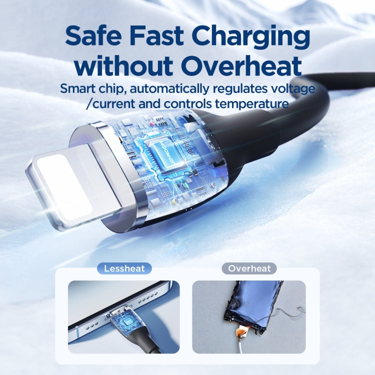 JOYROOM SA29-CL3 30W USB-C/Type-C to 8 Pin Liquid Silicone Fast Charging Data Cable, Length: 1.2m(Black) - 2 in 1 Cable by JOYROOM | Online Shopping South Africa | PMC TechLife | Buy Now Pay Later Mobicred