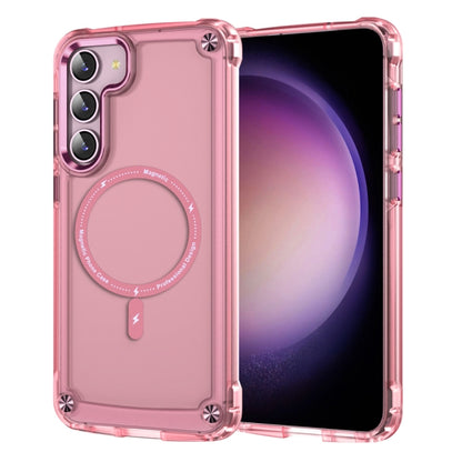 For Samsung Galaxy S22+ 5G Skin Feel TPU + PC MagSafe Magnetic Phone Case(Transparent Pink) - Galaxy S22+ 5G Cases by PMC Jewellery | Online Shopping South Africa | PMC Jewellery | Buy Now Pay Later Mobicred