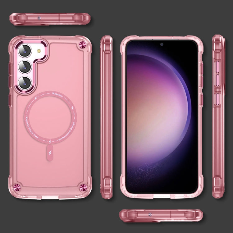 For Samsung Galaxy S22+ 5G Skin Feel TPU + PC MagSafe Magnetic Phone Case(Transparent Pink) - Galaxy S22+ 5G Cases by PMC Jewellery | Online Shopping South Africa | PMC Jewellery | Buy Now Pay Later Mobicred