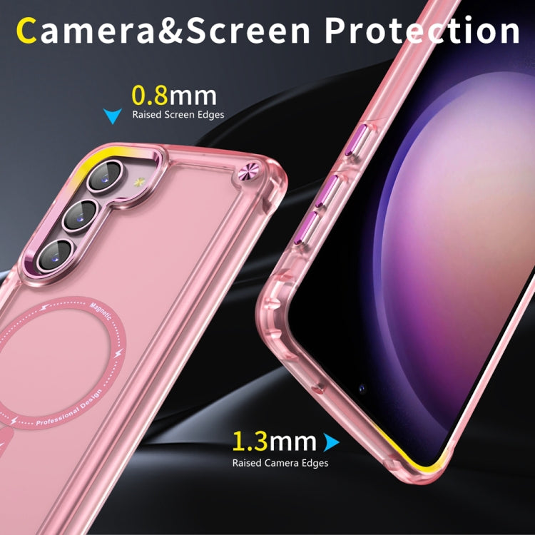 For Samsung Galaxy S22+ 5G Skin Feel TPU + PC MagSafe Magnetic Phone Case(Transparent Pink) - Galaxy S22+ 5G Cases by PMC Jewellery | Online Shopping South Africa | PMC Jewellery | Buy Now Pay Later Mobicred