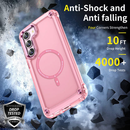 For Samsung Galaxy S22+ 5G Skin Feel TPU + PC MagSafe Magnetic Phone Case(Transparent Pink) - Galaxy S22+ 5G Cases by PMC Jewellery | Online Shopping South Africa | PMC Jewellery | Buy Now Pay Later Mobicred