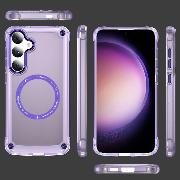 For Samsung Galaxy S24+ 5G Skin Feel TPU + PC MagSafe Magnetic Phone Case(Transparent Purple) - Galaxy S24+ 5G Cases by PMC Jewellery | Online Shopping South Africa | PMC Jewellery