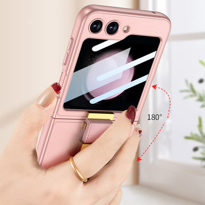 For Samsung Galaxy Z Flip5 GKK Ultra-thin Z Ring Holder Leather Phone Case(Pink) - Galaxy Z Flip5 Cases by GKK | Online Shopping South Africa | PMC Jewellery