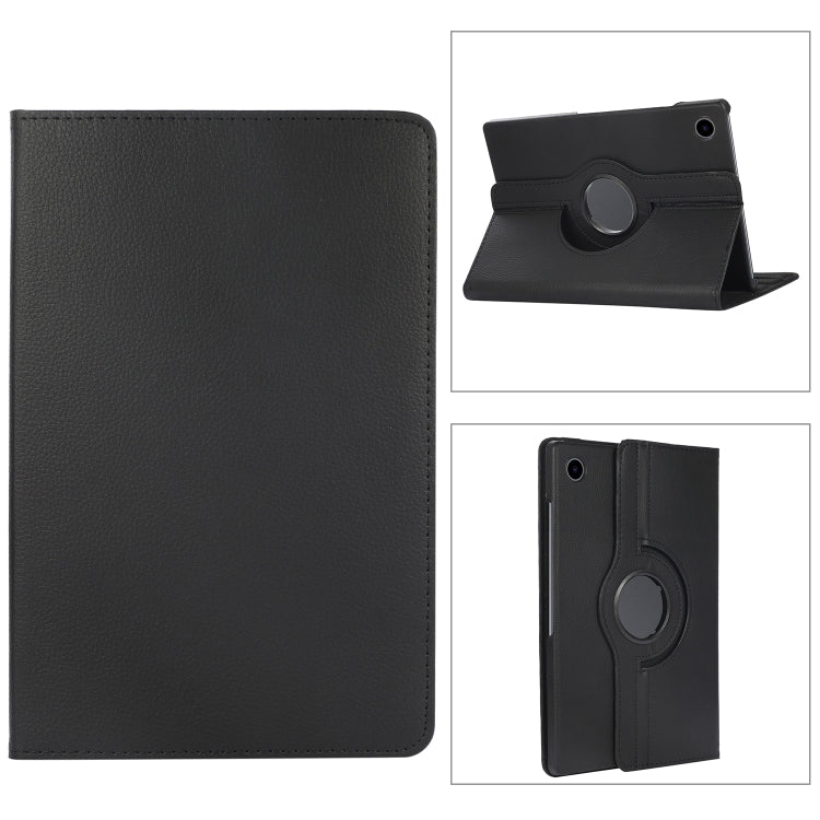 For Samsung Galaxy Tab A9 Litchi Texture 360 Degrees Rotation Holder Leather Tablet Case(Black) - free shipping - PMC TechLife - Order now!