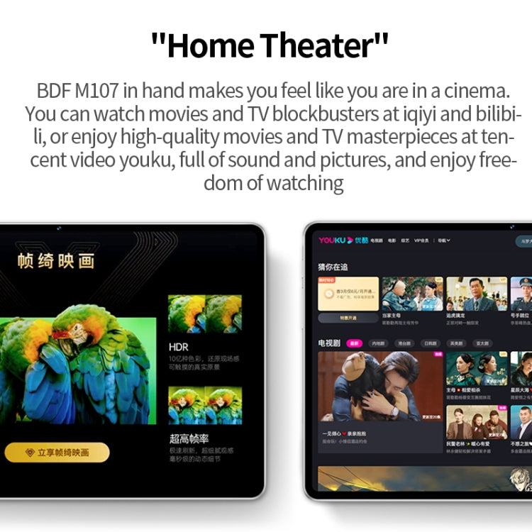 BDF M107 4G LTE Tablet PC 10.1 inch, 8GB+256GB, Android 13 MTK6762 Octa Core, Support Dual SIM, EU Plug(Black) - BDF by BDF | Online Shopping South Africa | PMC Jewellery