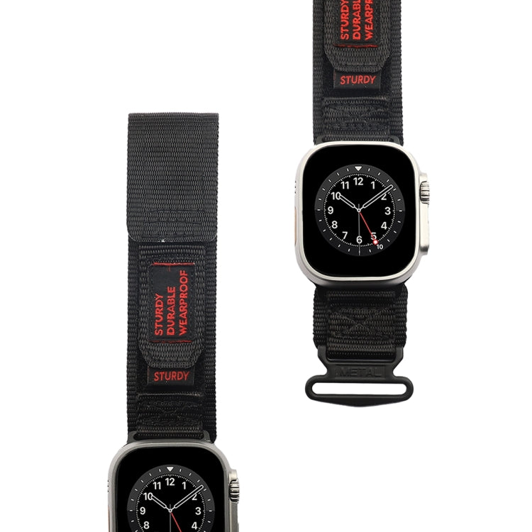 For Apple Watch Series 9 41mm AW Nylon Two-Section Watch Band(Black) - Watch Bands by PMC TechLife | Online Shopping South Africa | PMC TechLife