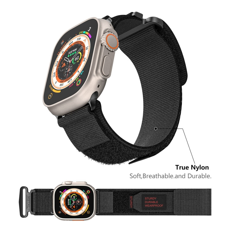 For Apple Watch SE 2023 44mm AW Nylon Two-Section Watch Band(Black) - Watch Bands by PMC TechLife | Online Shopping South Africa | PMC TechLife