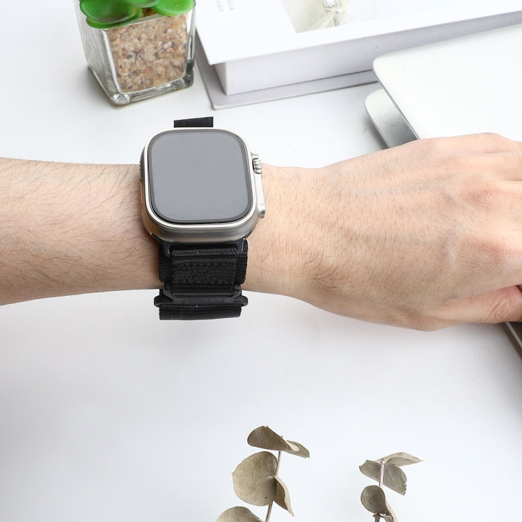 For Apple Watch SE 2023 44mm AW Nylon Two-Section Watch Band(Black) - Watch Bands by PMC TechLife | Online Shopping South Africa | PMC TechLife