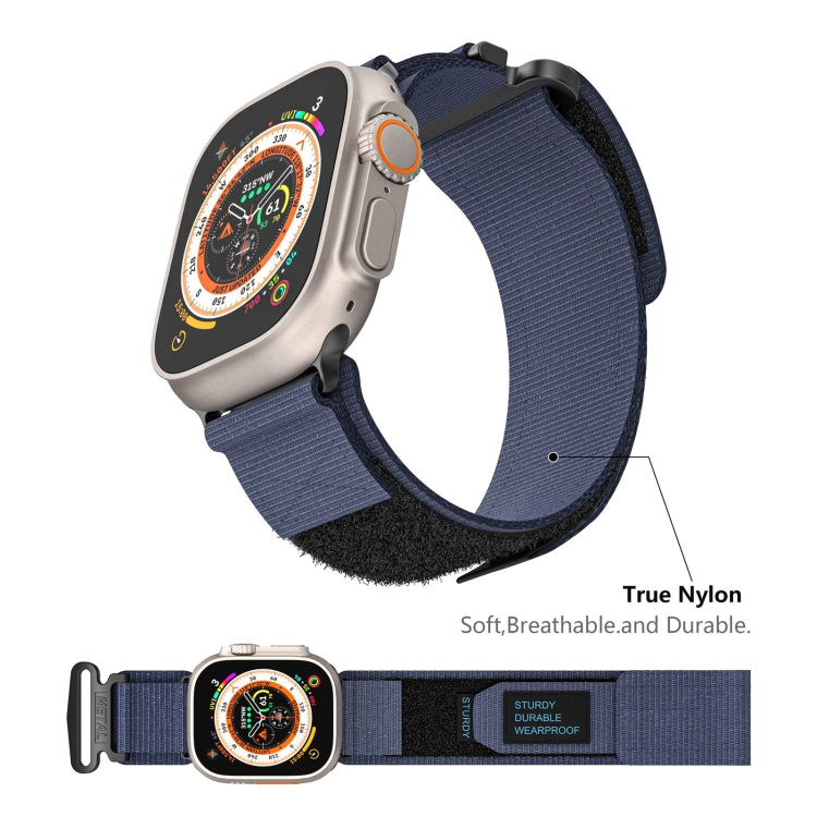 For Apple Watch SE 2023 44mm AW Nylon Two-Section Watch Band(Blue) - Watch Bands by PMC TechLife | Online Shopping South Africa | PMC TechLife
