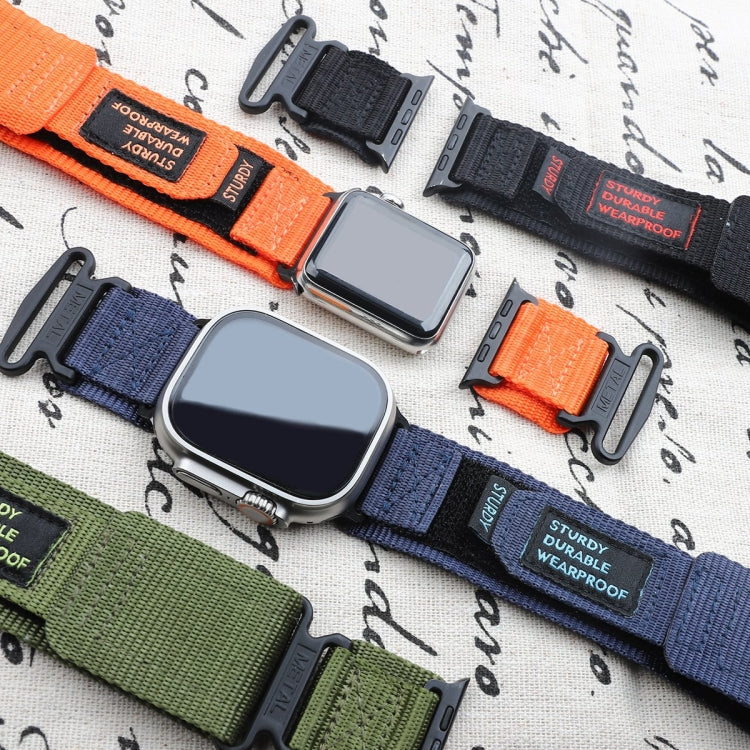 For Apple Watch Series 9 41mm AW Nylon Two-Section Watch Band(Black) - Watch Bands by PMC TechLife | Online Shopping South Africa | PMC TechLife