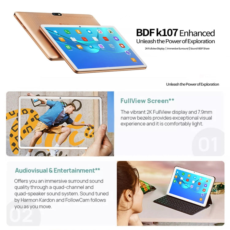 BDF K107 3G Phone Call Tablet PC 10.1 inch, 4GB+64GB, Android 10 MT8321 Quad Core, Support Dual SIM, EU Plug(White) - BDF by BDF | Online Shopping South Africa | PMC Jewellery