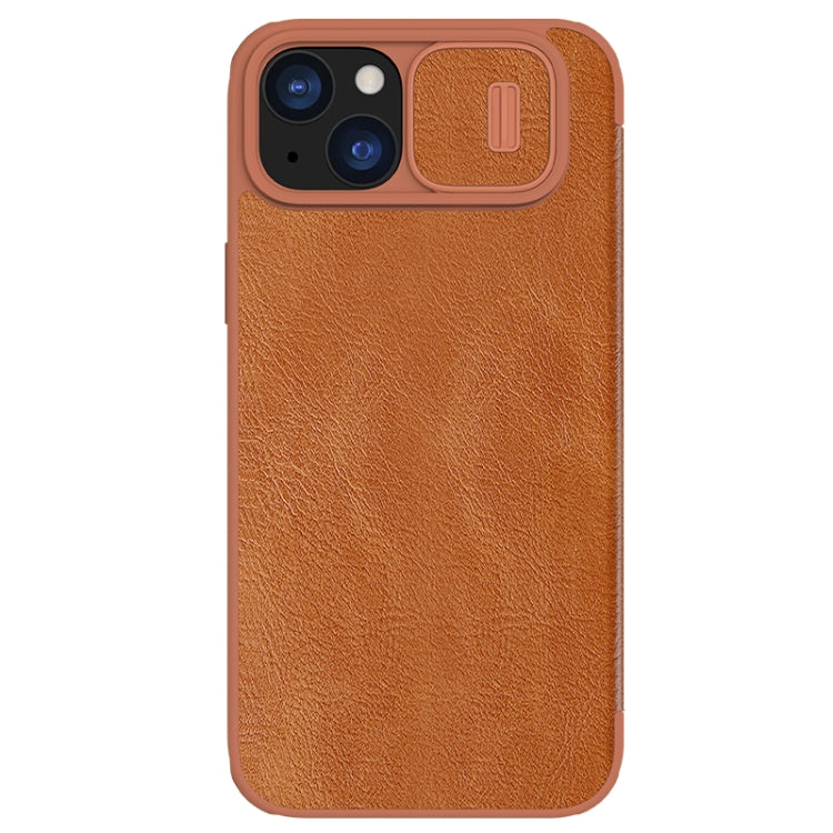 For iPhone 15 Plus NILLKIN QIN Series Pro Sliding Camera Cover Design Leather Phone Case(Brown) - iPhone 15 Plus Cases by NILLKIN | Online Shopping South Africa | PMC TechLife