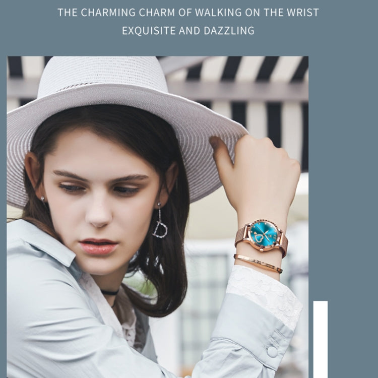 OLEVS 5189 Women Heart Shape Waterproof Quartz Watch(Blue) - Metal Strap Watches by OLEVS | Online Shopping South Africa | PMC Jewellery