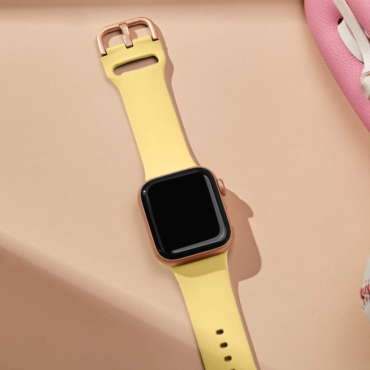 For Apple Watch 8 45mm Pin Buckle Silicone Watch Band(Yellow) - Watch Bands by PMC TechLife | Online Shopping South Africa | PMC TechLife