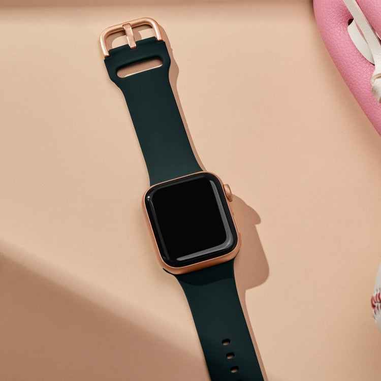 For Apple Watch 8 45mm Pin Buckle Silicone Watch Band(Dark Green) - Watch Bands by PMC TechLife | Online Shopping South Africa | PMC TechLife
