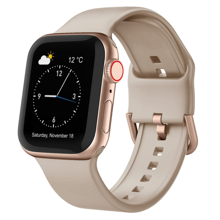 For Apple Watch SE 44mm Pin Buckle Silicone Watch Band(Milk Tea) - Watch Bands by PMC TechLife | Online Shopping South Africa | PMC TechLife