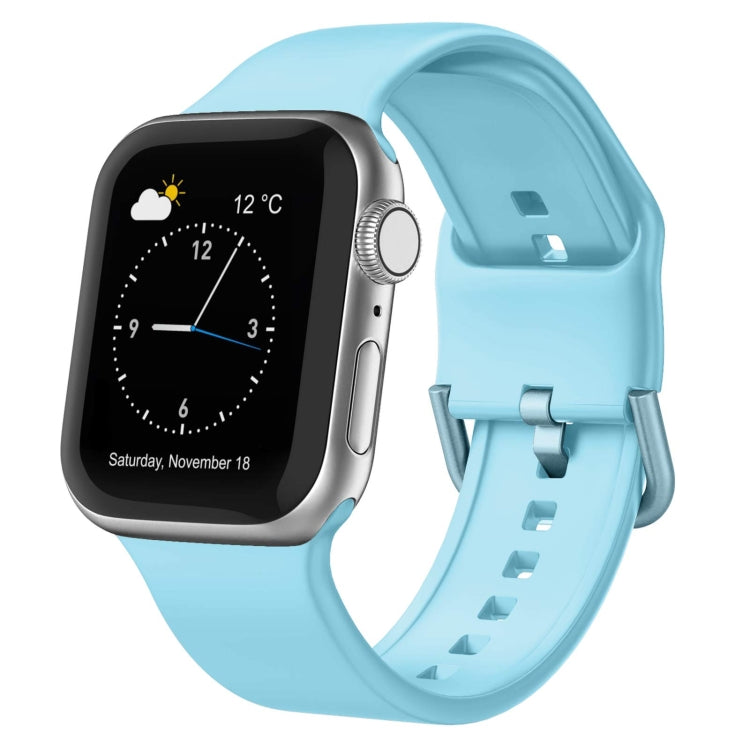 For Apple Watch 6 44mm Pin Buckle Silicone Watch Band(Light Blue) - Watch Bands by PMC TechLife | Online Shopping South Africa | PMC TechLife