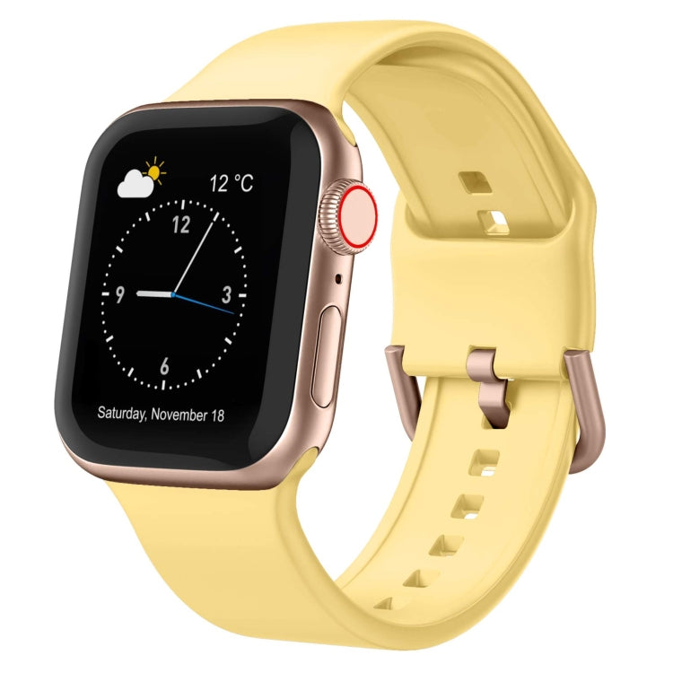 For Apple Watch 5 44mm Pin Buckle Silicone Watch Band(Yellow) - Watch Bands by PMC TechLife | Online Shopping South Africa | PMC TechLife