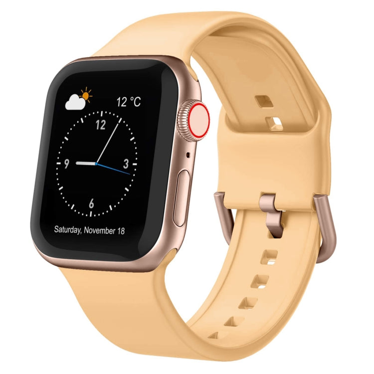 For Apple Watch 4 44mm Pin Buckle Silicone Watch Band(Light Orange) - Watch Bands by PMC TechLife | Online Shopping South Africa | PMC TechLife
