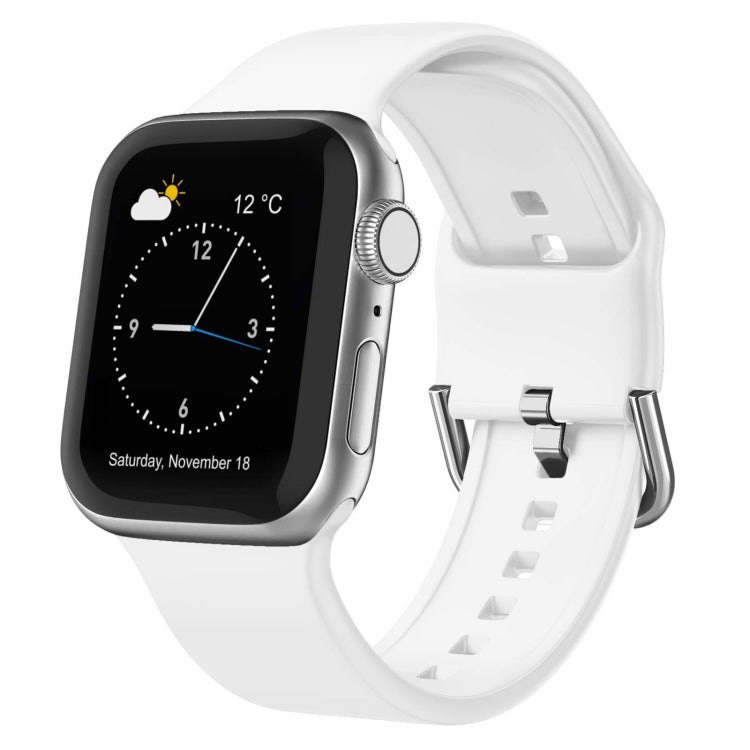 For Apple Watch 2 38mm Pin Buckle Silicone Watch Band(White) - Watch Bands by PMC TechLife | Online Shopping South Africa | PMC TechLife