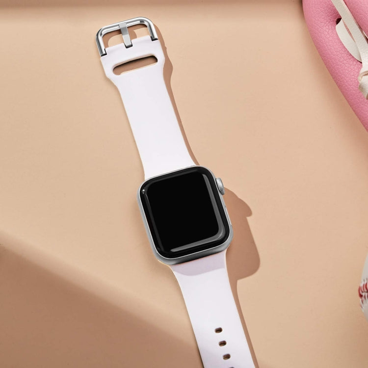 For Apple Watch 2 38mm Pin Buckle Silicone Watch Band(White) - Watch Bands by PMC TechLife | Online Shopping South Africa | PMC TechLife