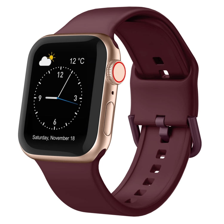 For Apple Watch 2 38mm Pin Buckle Silicone Watch Band(Wine Red) - Watch Bands by PMC TechLife | Online Shopping South Africa | PMC TechLife