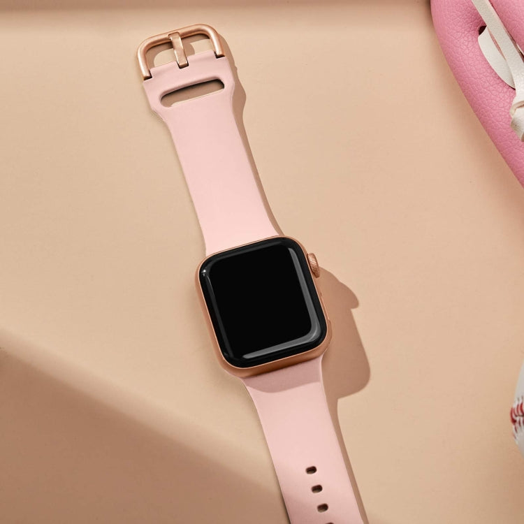 For Apple Watch 42mm Pin Buckle Silicone Watch Band(Pink) - Watch Bands by PMC TechLife | Online Shopping South Africa | PMC TechLife