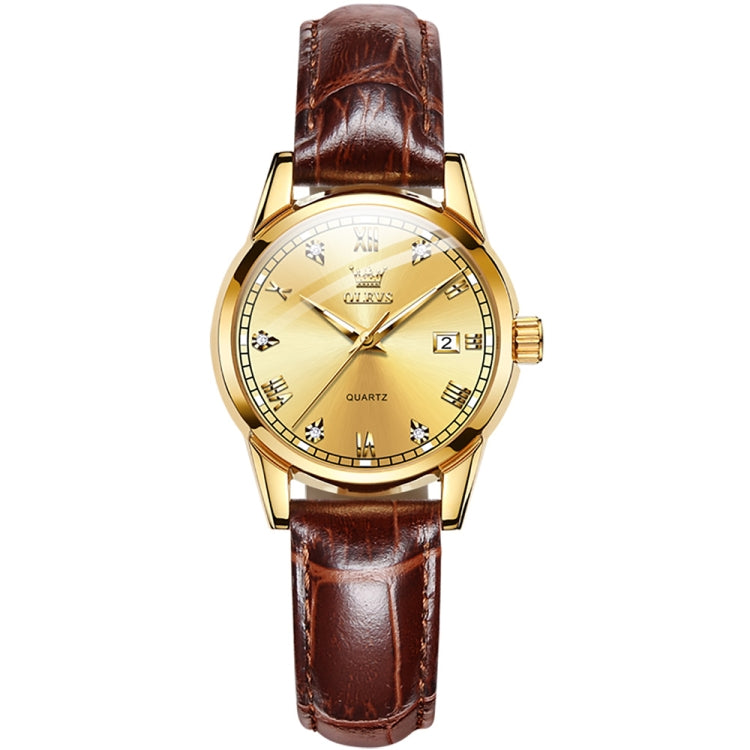 OLEVS 6896 Women Multifunctional Luminous Waterproof Quartz Watch(Gold) - Leather Strap Watches by OLEVS | Online Shopping South Africa | PMC Jewellery