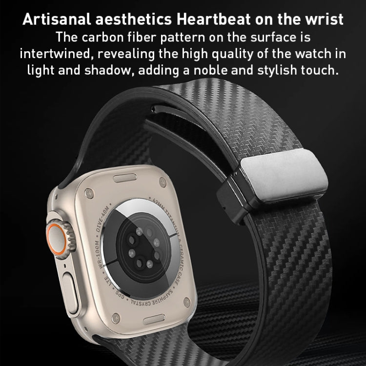 For Apple Watch 2 38mm Carbon Fiber Pattern Magnetic Buckle Silicone Watch Band(Grey) - Watch Bands by PMC TechLife | Online Shopping South Africa | PMC TechLife