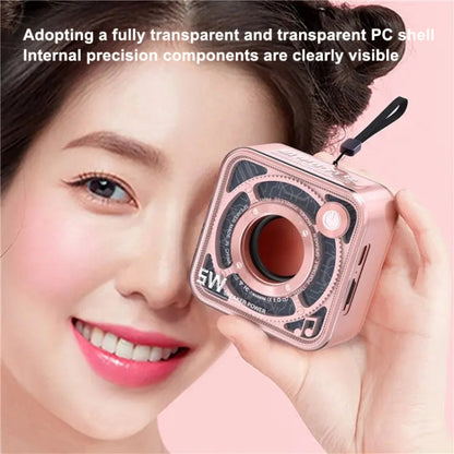 T&G DW12 Portable Mini Wireless Bluetooth Speaker Transparent Subwoofer Support TF Card(Pink) - Mini Speaker by T&G | Online Shopping South Africa | PMC Jewellery | Buy Now Pay Later Mobicred