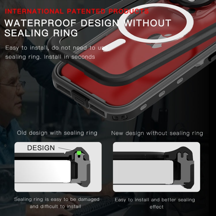 For iPhone 15 Pro Max RedPepper IP68 Waterproof MagSafe Phone Case(Black) - free shipping - PMC TechLife - Order now!