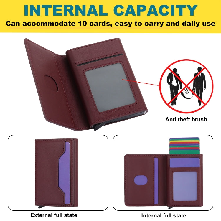Anti Theft Brush Card Bag, Size:10x6x3cm(Wine Red) - Antimagnetic RFID Package by PMC TechLife | Online Shopping South Africa | PMC TechLife | Buy Now Pay Later Mobicred