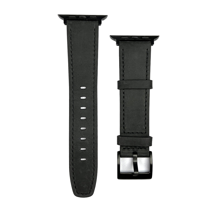 For Apple Watch 9 41mm Retro Texture Leather Watch Band(Black) - Watch Bands by PMC TechLife | Online Shopping South Africa | PMC TechLife