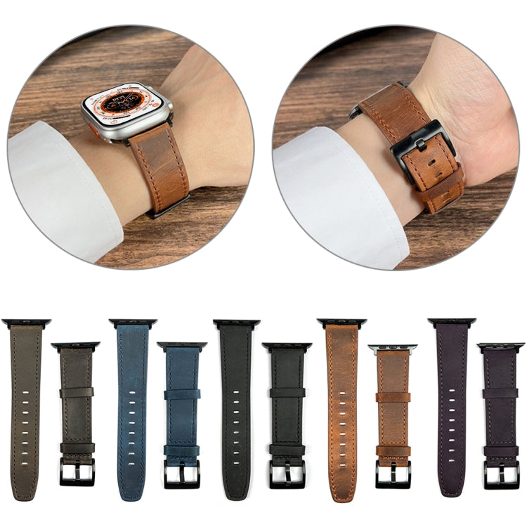 For Apple Watch 9 41mm Retro Texture Leather Watch Band(Brown) - Watch Bands by PMC TechLife | Online Shopping South Africa | PMC TechLife