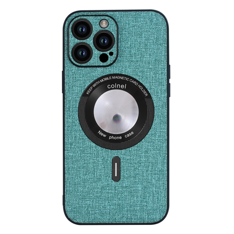 For iPhone 15 Pro Max Cloth Texture MagSafe Magnetic PU Phone Case(Light Green) - free shipping - PMC TechLife - Order now!