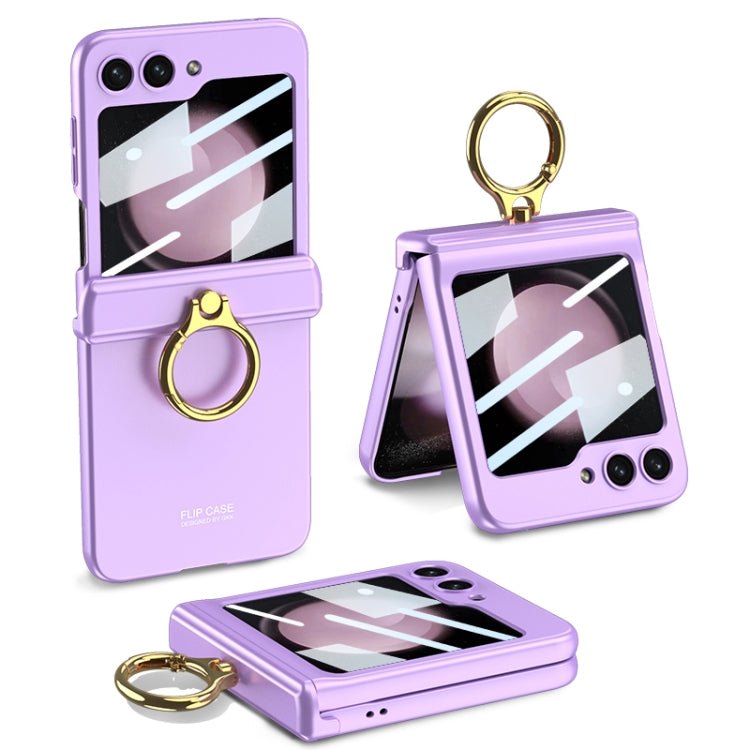 For Samsung Galaxy Z Flip5 GKK Integrated Magnetic Hinge Phone Case with Ring Holder(Purple) - Galaxy Z Flip5 Cases by GKK | Online Shopping South Africa | PMC Jewellery