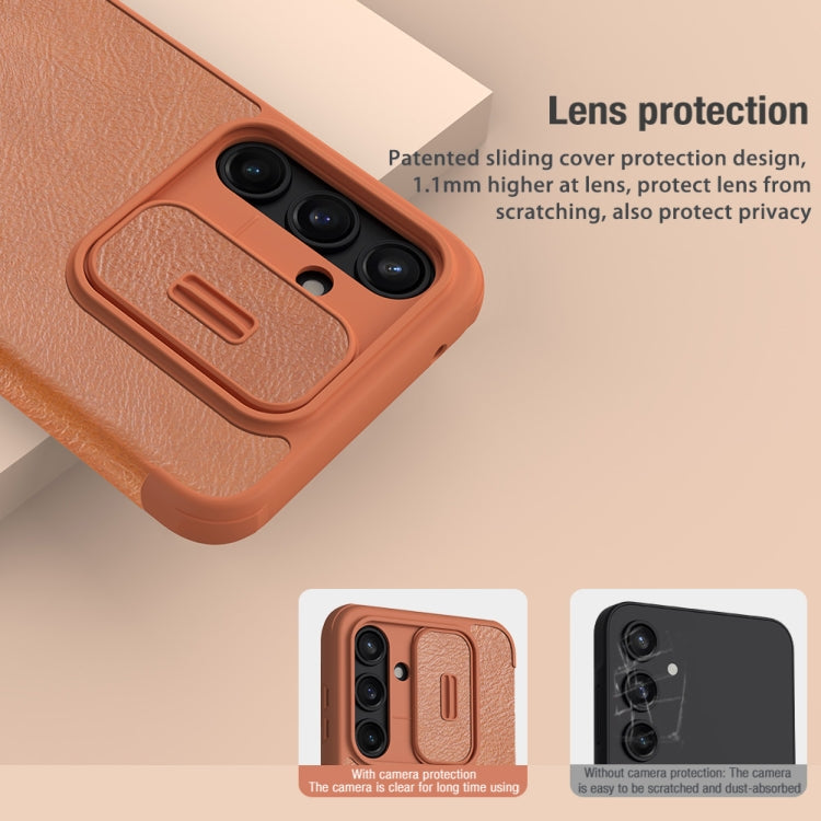 For Samsung Galaxy A55 NILLKIN QIN Series Pro Sliding Camera Cover Design Leather Phone Case(Red) - Galaxy Phone Cases by NILLKIN | Online Shopping South Africa | PMC Jewellery