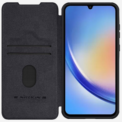 For Samsung Galaxy A55 NILLKIN QIN Series Pro Sliding Camera Cover Design Leather Phone Case(Black) - Galaxy Phone Cases by NILLKIN | Online Shopping South Africa | PMC Jewellery